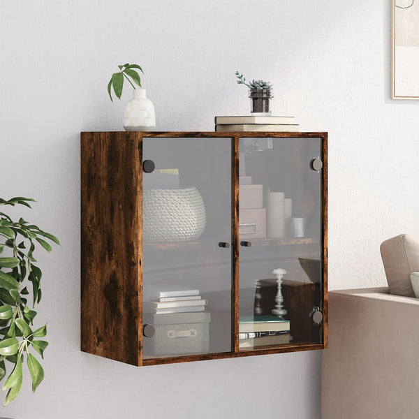 Wandschrank Räuchereiche mit Glastüren 68,5 cm