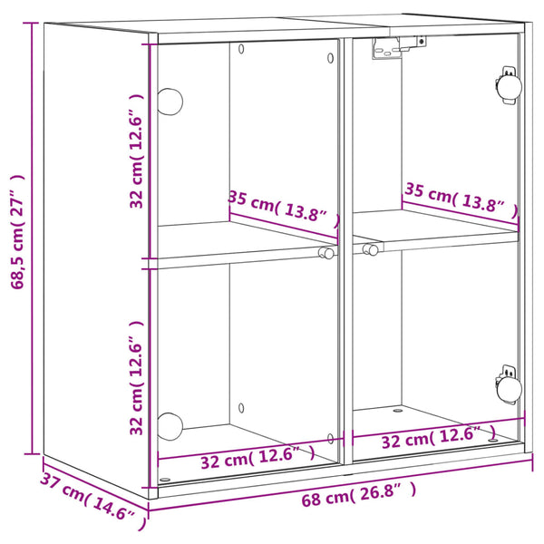 Wandschrank Räuchereiche mit Glastüren 68,5 cm