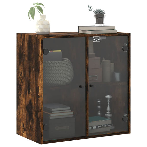 Wandschrank Räuchereiche mit Glastüren 68,5 cm