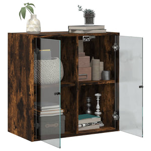 Wandschrank Räuchereiche mit Glastüren 68,5 cm