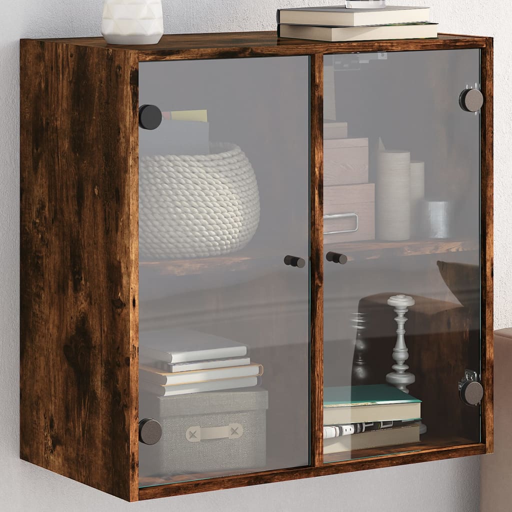 Wandschrank Räuchereiche mit Glastüren 68,5 cm