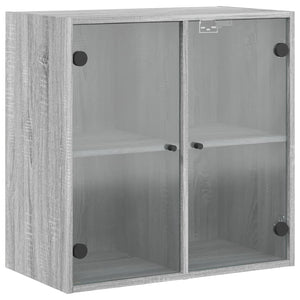Wandschrank Grau Sonoma mit Glastüren 68cm