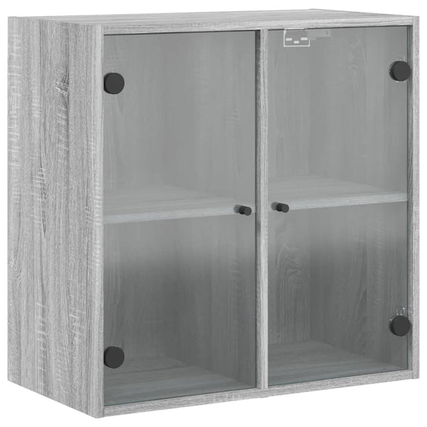 Wandschrank Grau Sonoma mit Glastüren 68cm