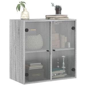 Wandschrank Grau Sonoma mit Glastüren 68cm