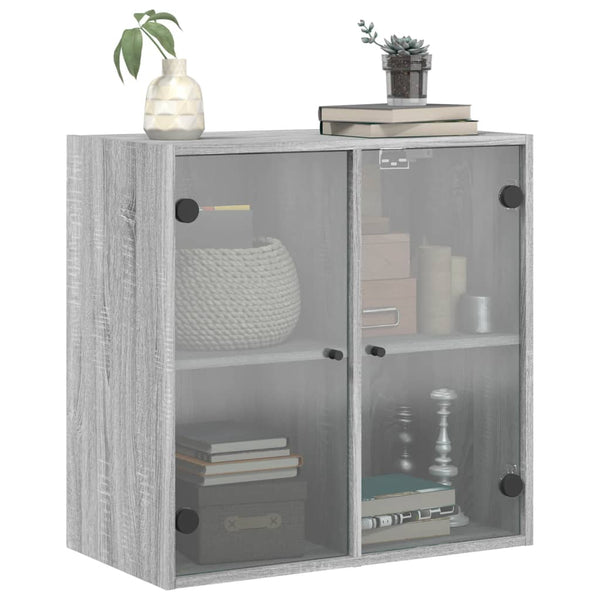 Wandschrank Grau Sonoma mit Glastüren 68cm