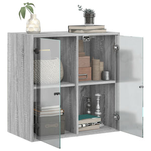 Wandschrank Grau Sonoma mit Glastüren 68cm