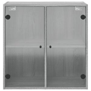 Wandschrank Grau Sonoma mit Glastüren 68cm