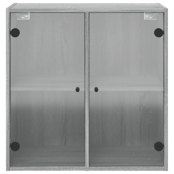 Wandschrank Grau Sonoma mit Glastüren 68cm