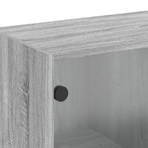 Wandschrank Grau Sonoma mit Glastüren 68cm