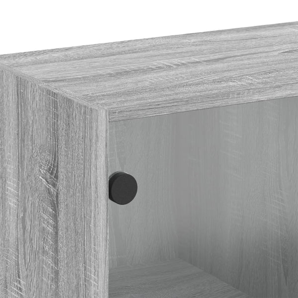 Wandschrank Grau Sonoma mit Glastüren 68cm