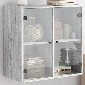 Wandschrank Grau Sonoma mit Glastüren 68cm