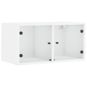 Wandschrank mit Glastüren, Weiß, 68,5 cm