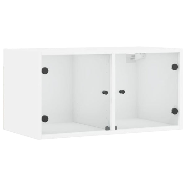 Wandschrank mit Glastüren, Weiß, 68,5 cm