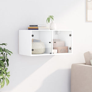 Wandschrank mit Glastüren, Weiß, 68,5 cm
