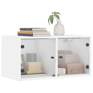 Wandschrank mit Glastüren, Weiß, 68,5 cm