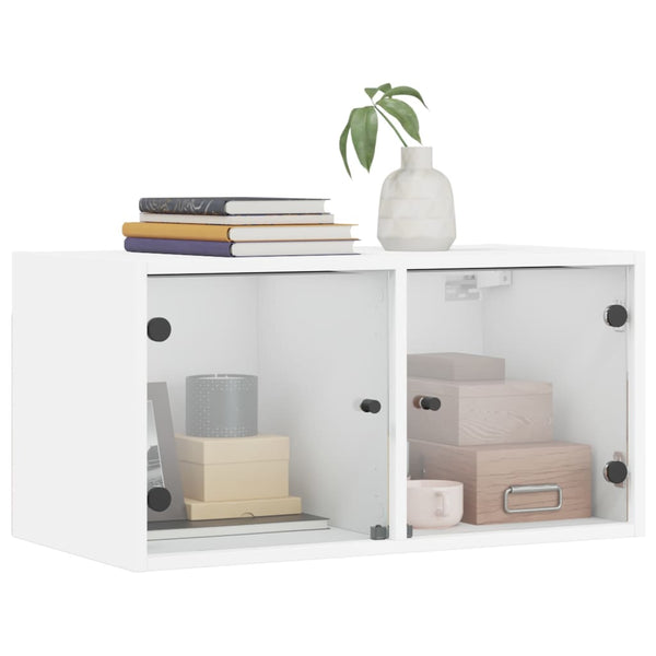 Wandschrank mit Glastüren, Weiß, 68,5 cm