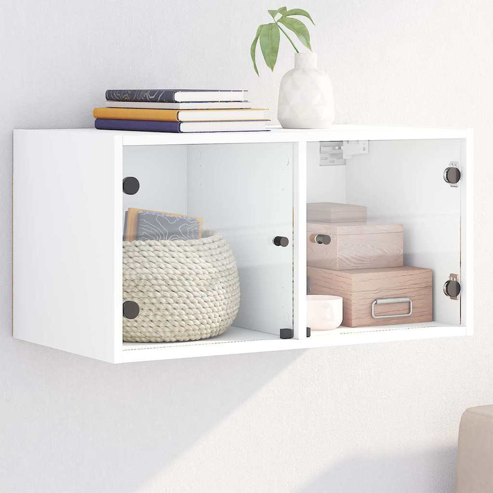 Wandschrank mit Glastüren, Weiß, 68,5 cm