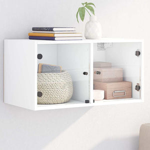 Wandschrank mit Glastüren, Weiß, 68,5 cm