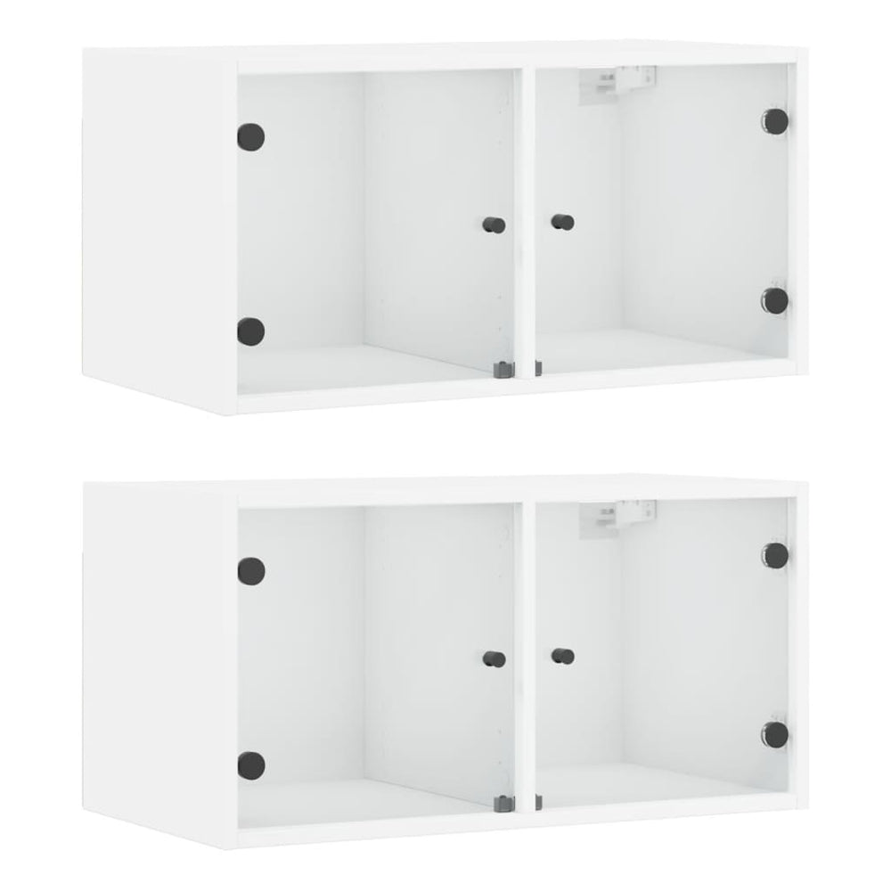 Wandschränke mit Glastüren, 2er-Set, Weiß