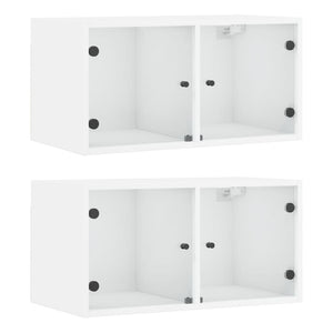 Wandschränke mit Glastüren, 2er-Set, Weiß