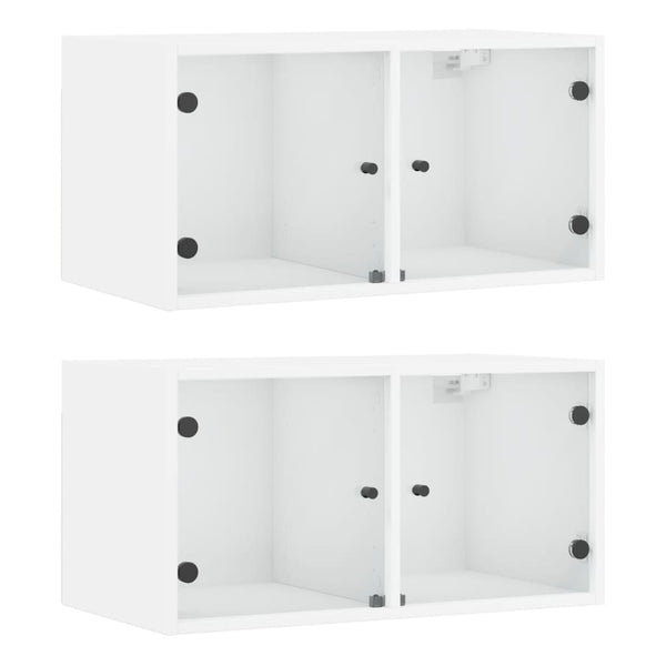 Wandschränke mit Glastüren, 2er-Set, Weiß