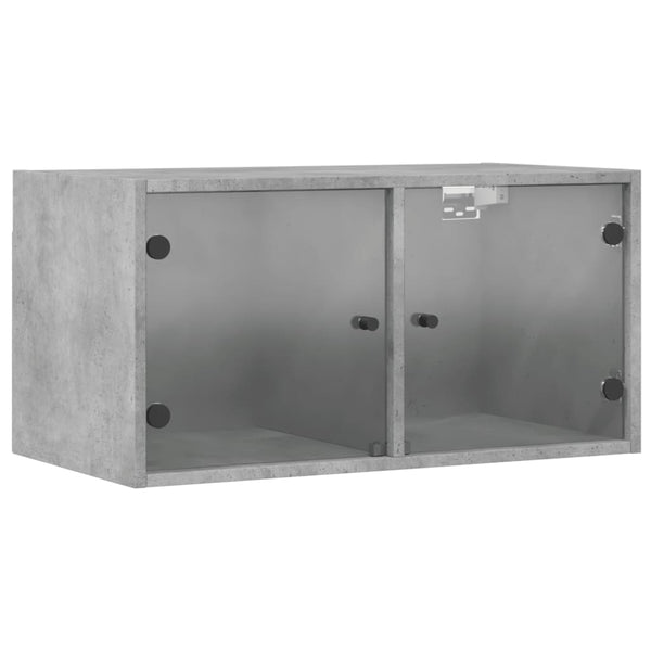 Wandschrank Betongrau mit Glastüren 68,5 cm