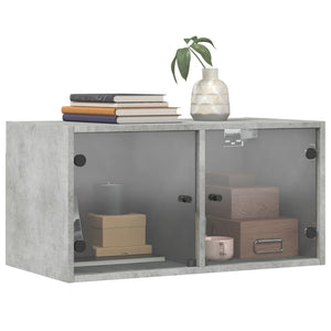 Wandschrank Betongrau mit Glastüren 68,5 cm