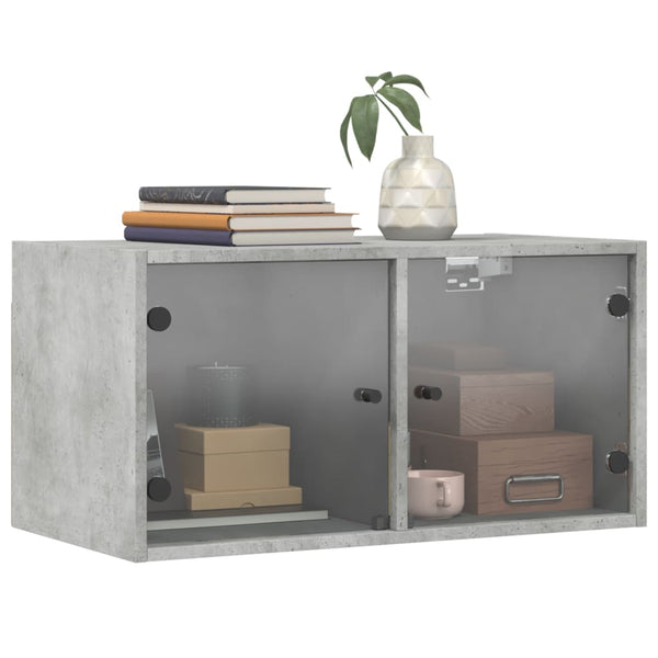 Wandschrank Betongrau mit Glastüren 68,5 cm