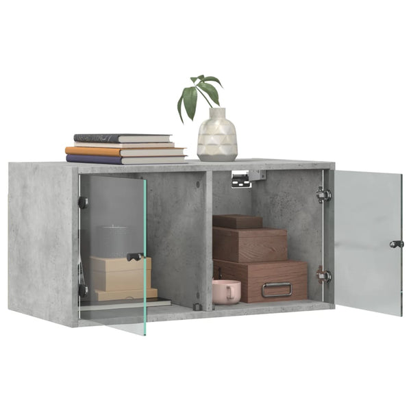 Wandschrank Betongrau mit Glastüren 68,5 cm