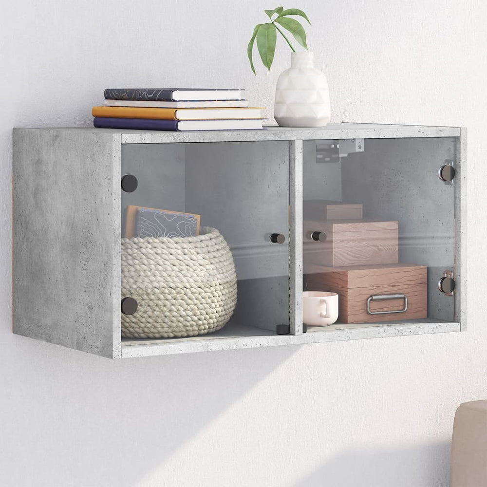 Wandschrank Betongrau mit Glastüren 68,5 cm