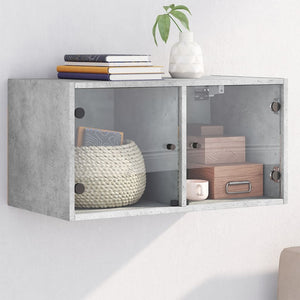 Wandschrank Betongrau mit Glastüren 68,5 cm