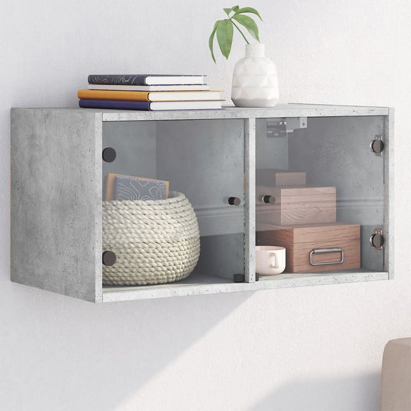 Wandschrank Betongrau mit Glastüren 68,5 cm