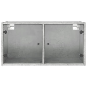 Wandschränke mit Glastüren, 2er Set, Betongrau