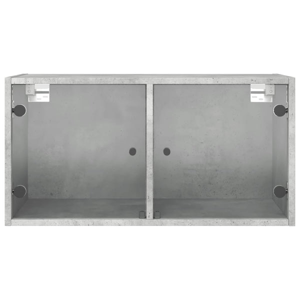 Wandschränke mit Glastüren, 2er Set, Betongrau