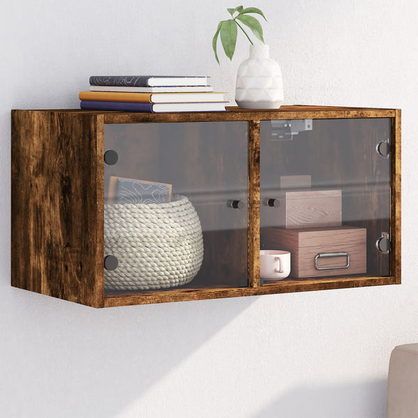 Wandschrank Räuchereiche mit Glastüren