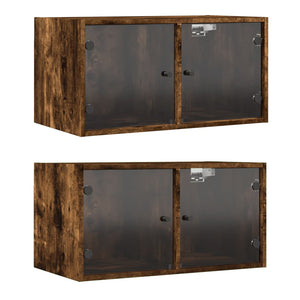 Wandschränke mit Glastüren, 2er Set