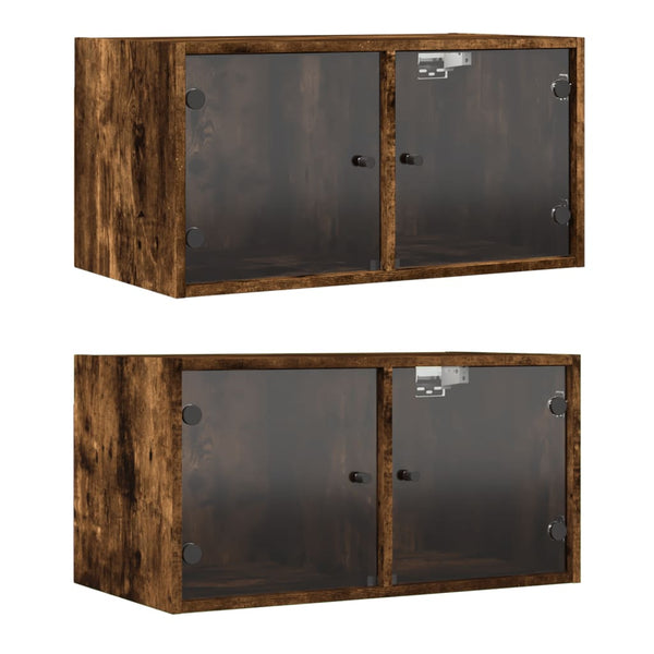 Wandschränke mit Glastüren, 2er Set