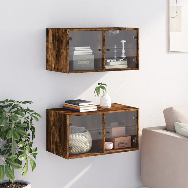 Wandschränke mit Glastüren, 2er Set