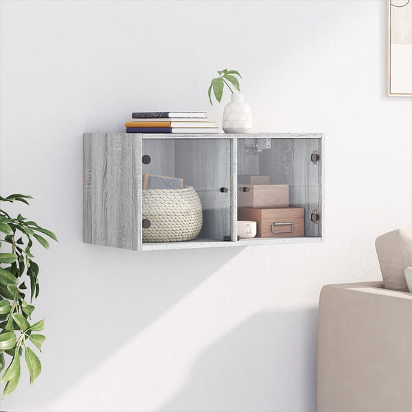 Wandschrank Grau Sonoma mit Glastüren