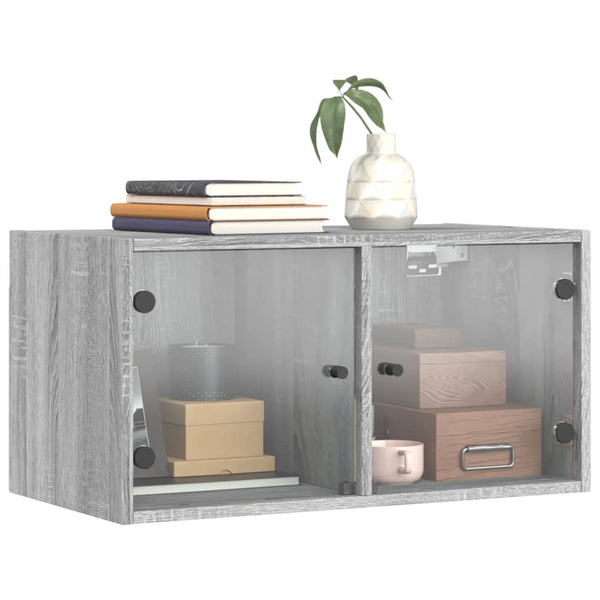 Wandschrank Grau Sonoma mit Glastüren