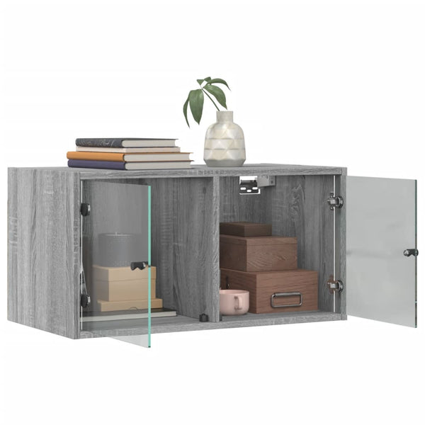 Wandschrank Grau Sonoma mit Glastüren