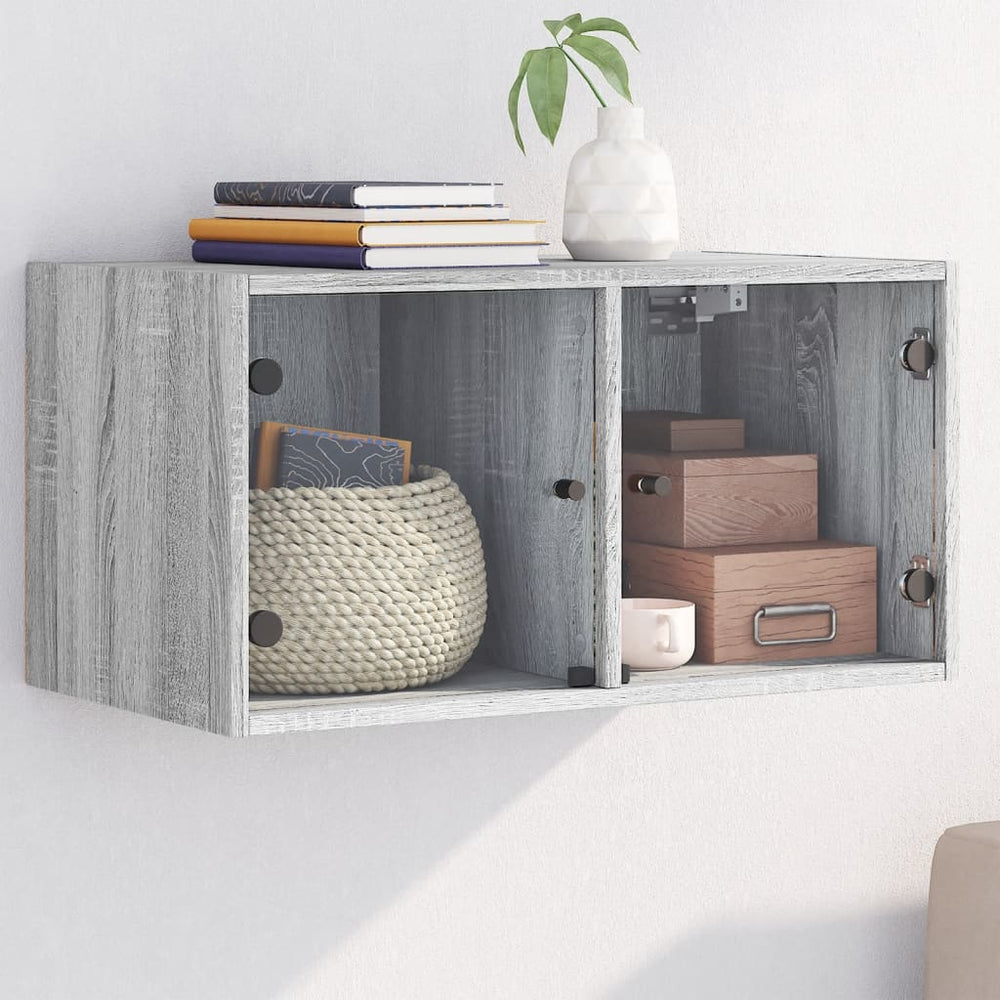 Wandschrank Grau Sonoma mit Glastüren