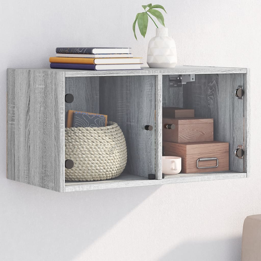 Wandschrank Grau Sonoma mit Glastüren