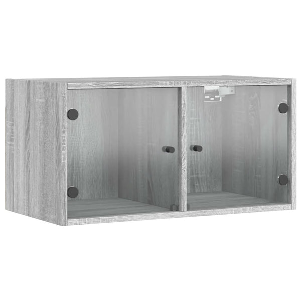 Wandschränke mit Glastüren, 2er-Set Grau Sonoma