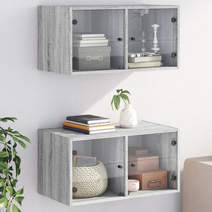 Wandschränke mit Glastüren, 2er-Set Grau Sonoma