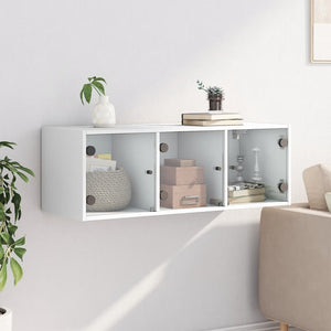 Wandschrank Weiß mit Glastüren 102 cm