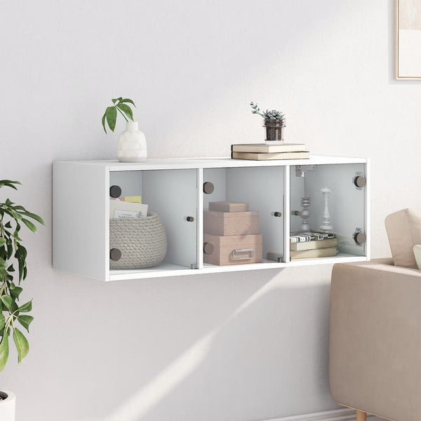 Wandschrank Weiß mit Glastüren 102 cm