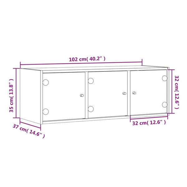 Wandschrank Weiß mit Glastüren 102 cm