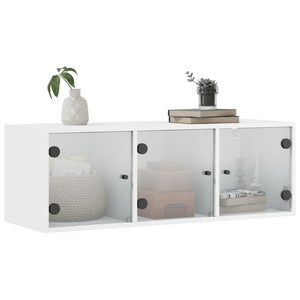 Wandschrank Weiß mit Glastüren 102 cm