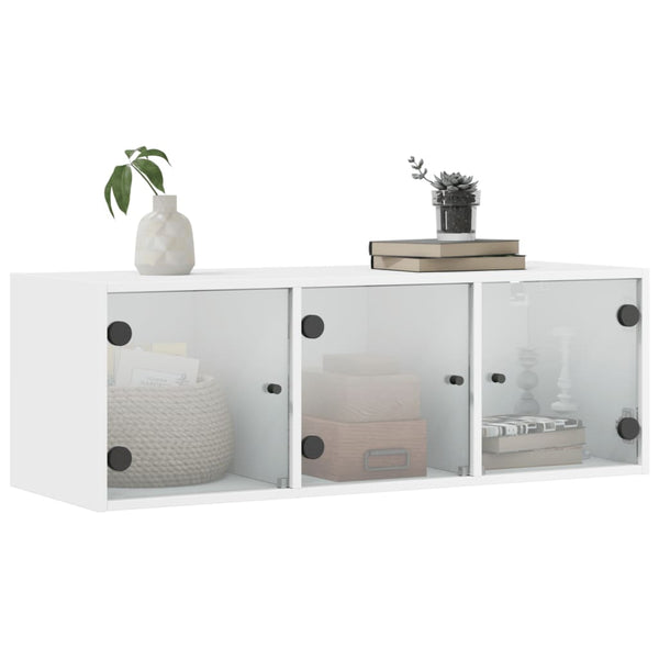 Wandschrank Weiß mit Glastüren 102 cm